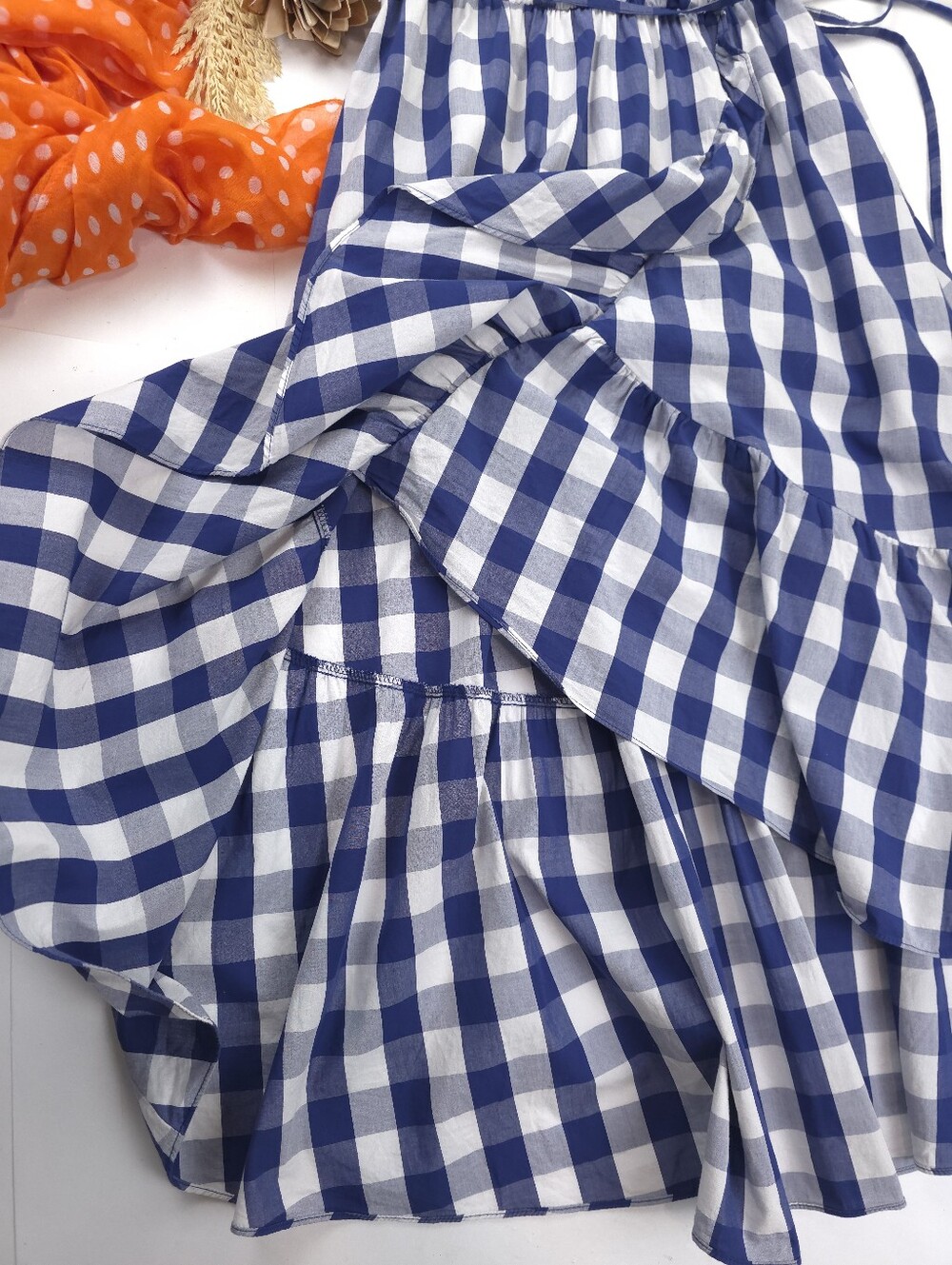 PopSugar Blue White Plaid Pocketed Maxi Dress Sz S - Picture 6 of 10